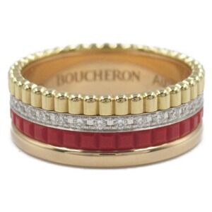 Boucheron Quatre Red Diamond Ring, Small, Ceramic,